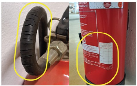 Massive Schäden an einem Feuerlöscher