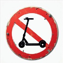 Verbotsschild eines E-Rollers