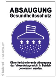 Arbeitssicherheit Absaugung Gesundheitsschutz - Ohne funktionelle Absaugung darf diese Anlage nicht in Betrieb genommen werden.